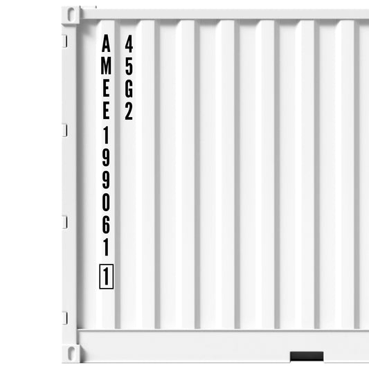 Custom Shipping Container Vertical 2-Line Number Decal Sticker Lettering (2-Pack)